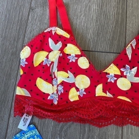 Free People Mari Printed Bralette In Red Combo Size Small - Picture 3 of 13